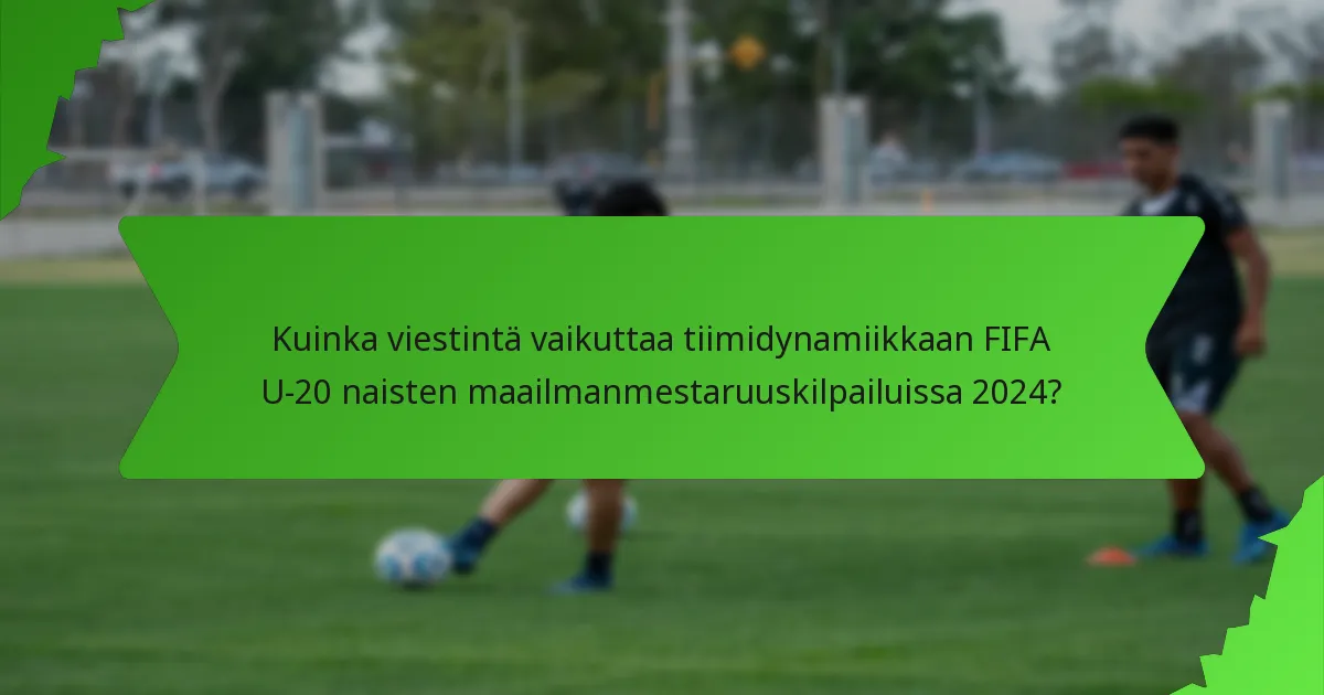 Kuinka viestintä vaikuttaa tiimidynamiikkaan FIFA U-20 naisten maailmanmestaruuskilpailuissa 2024?