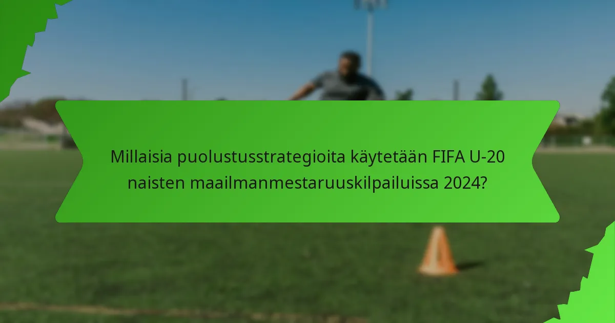 Millaisia puolustusstrategioita käytetään FIFA U-20 naisten maailmanmestaruuskilpailuissa 2024?