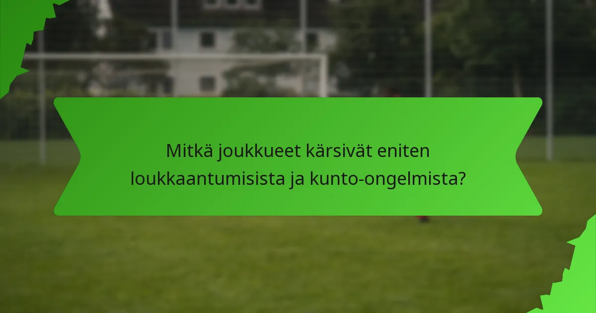 Mitkä joukkueet kärsivät eniten loukkaantumisista ja kunto-ongelmista?