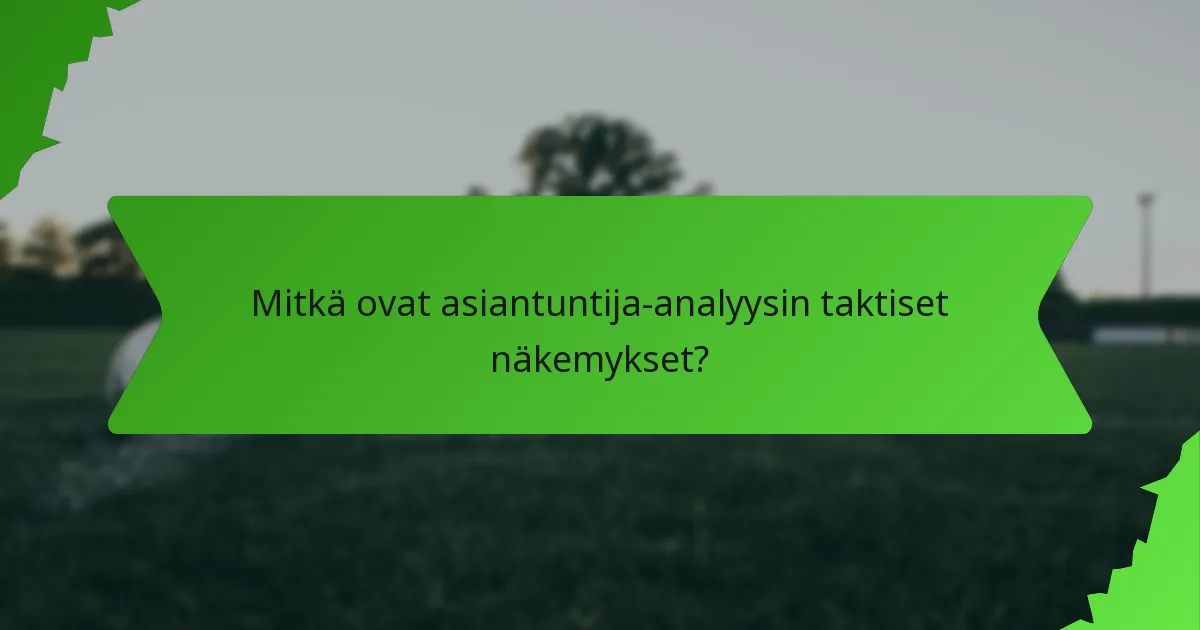 Mitkä ovat asiantuntija-analyysin taktiset näkemykset?