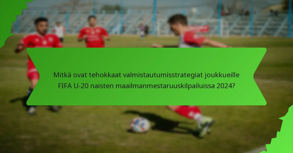 Mitkä ovat tehokkaat valmistautumisstrategiat joukkueille FIFA U-20 naisten maailmanmestaruuskilpailuissa 2024?